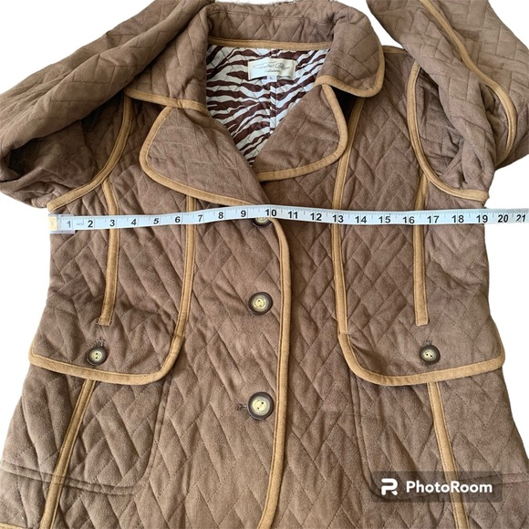 TASHA POLIZZI Collection Brown Quilted Blazer Jacket Women’s Size Large - Picture 3 of 9